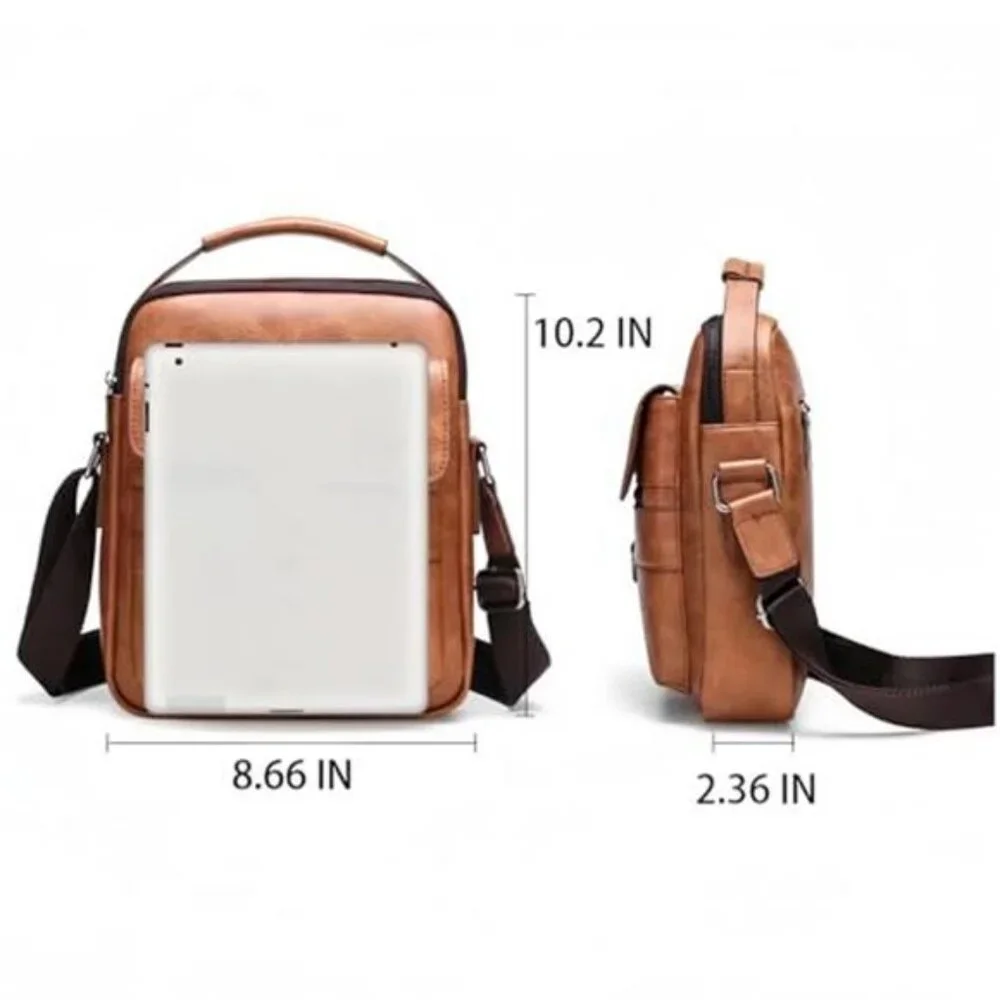 Small Crossbody Bag Mens Shoulder Bag, Vintage leather Bag Office Business